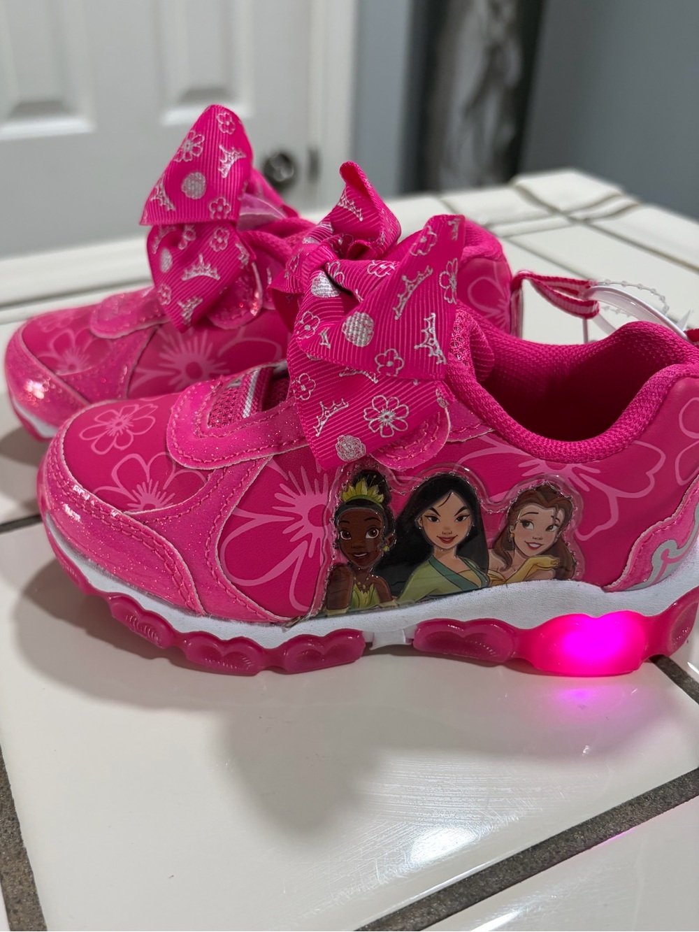 Disney Princess Girls' Light-Up Pink Sneakers
